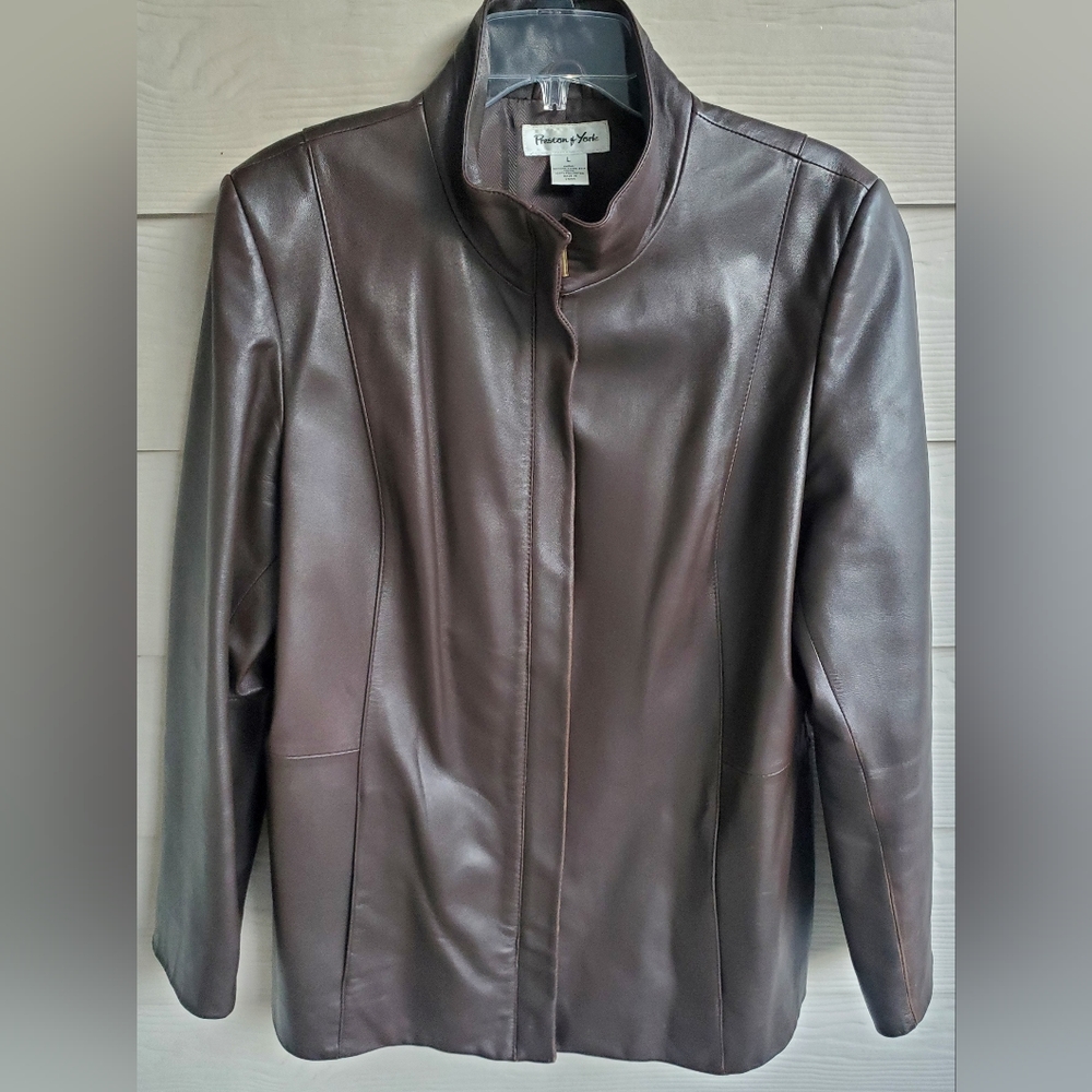 Preston & York Rich Chocolatey Brown Genuine Lamb Leather Business Casual Jacket - Picture 5 of 16